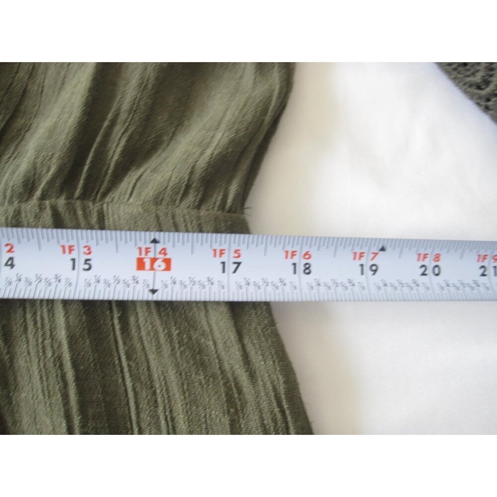 Just Found Olive Green Boho Peasant Dress Crochet Lace Bell Sleeve Sz 2X (WB514) - Picture 8 of 8
